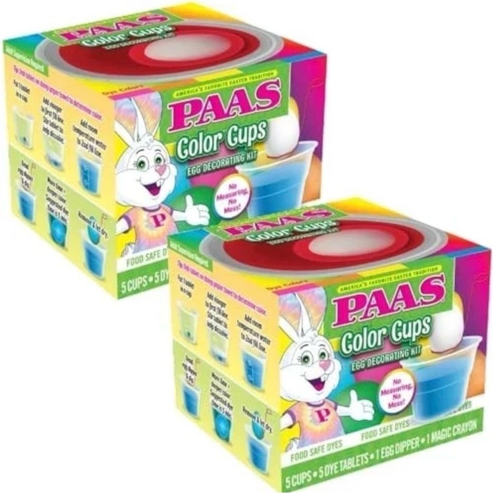 Set of Two PAAS Magical Color Cups Egg Decorating Kit Favorite Easter Tradition